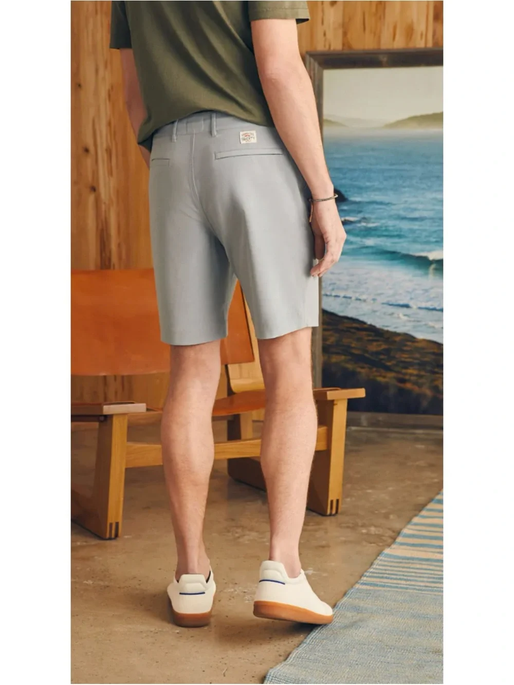 FAHERTY All Day Shorts 9” in Ice Gray Size 38